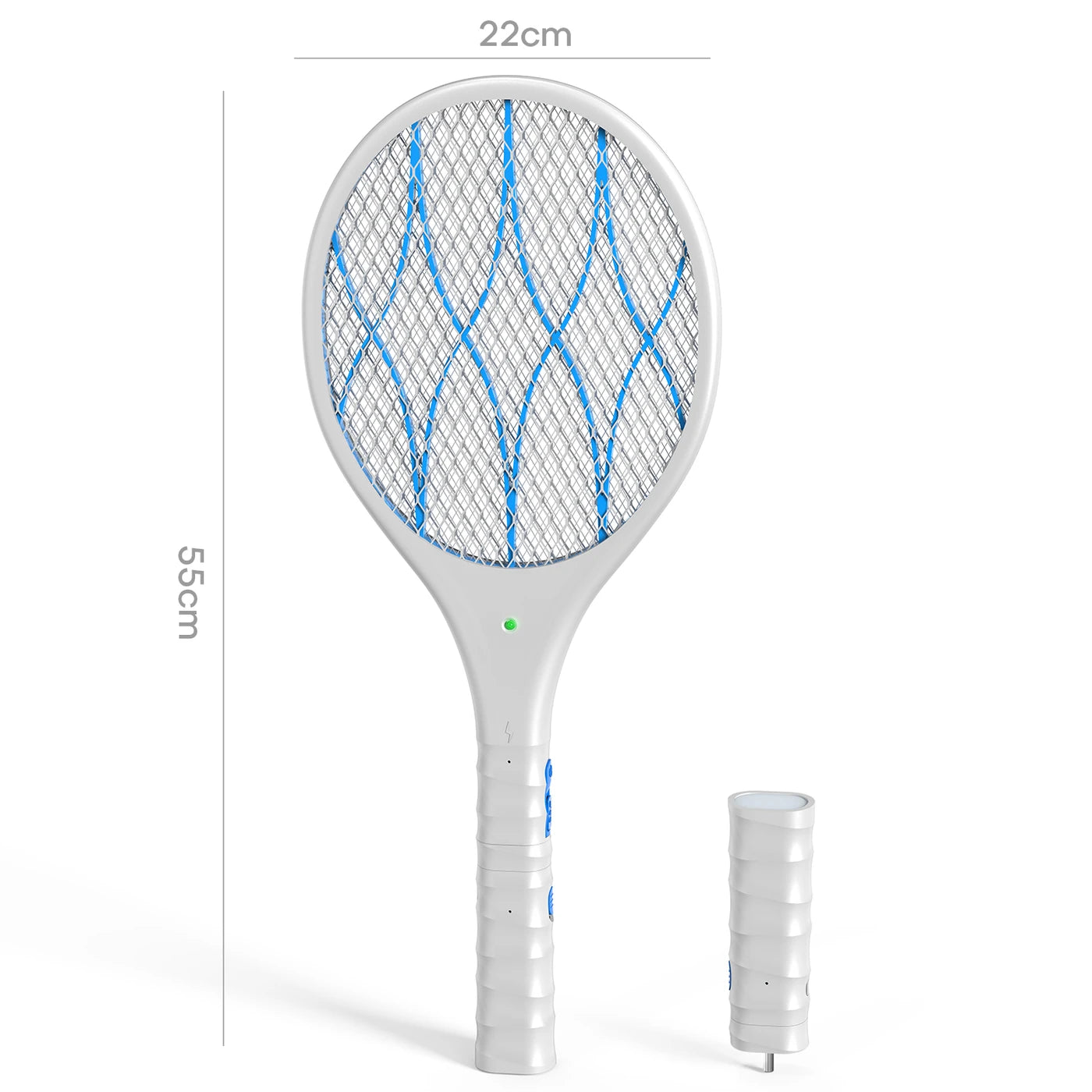 CONOPU Electric Fly Swatter, 4000V & USB Charging, LED Light, Removable Torch, 3-Layer Protective Grid, Double Switch, Home, Garden, White