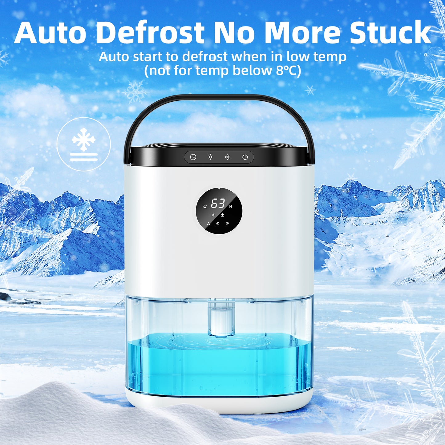 2300ML Dehumidifiers for Home 500 Sq.ft. Large Dehumidifiers for Bedroom Dual Semiconductors & LED Lights, Dehumidifier Auto-Defrost Auto-Off 3 Modes Humidity Control