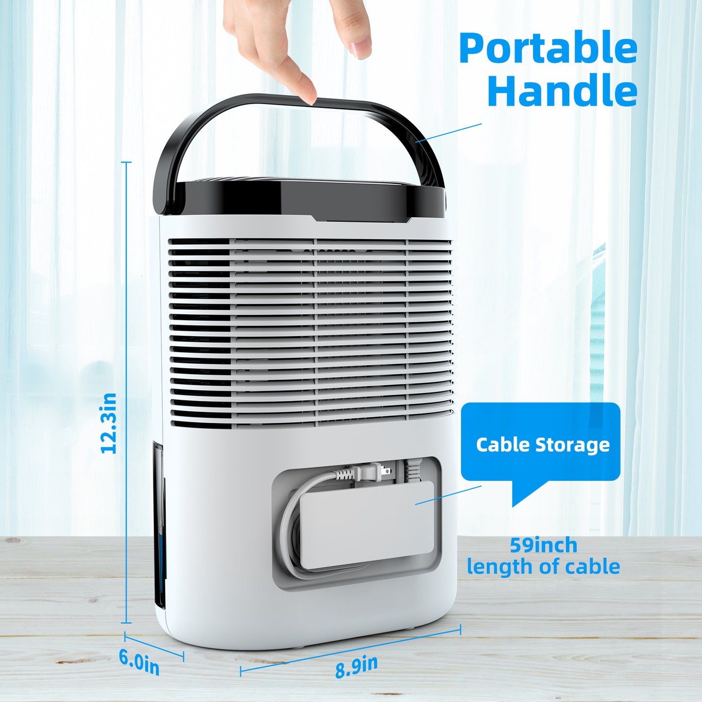2300ML Dehumidifiers for Home 500 Sq.ft. Large Dehumidifiers for Bedroom Dual Semiconductors & LED Lights, Dehumidifier Auto-Defrost Auto-Off 3 Modes Humidity Control