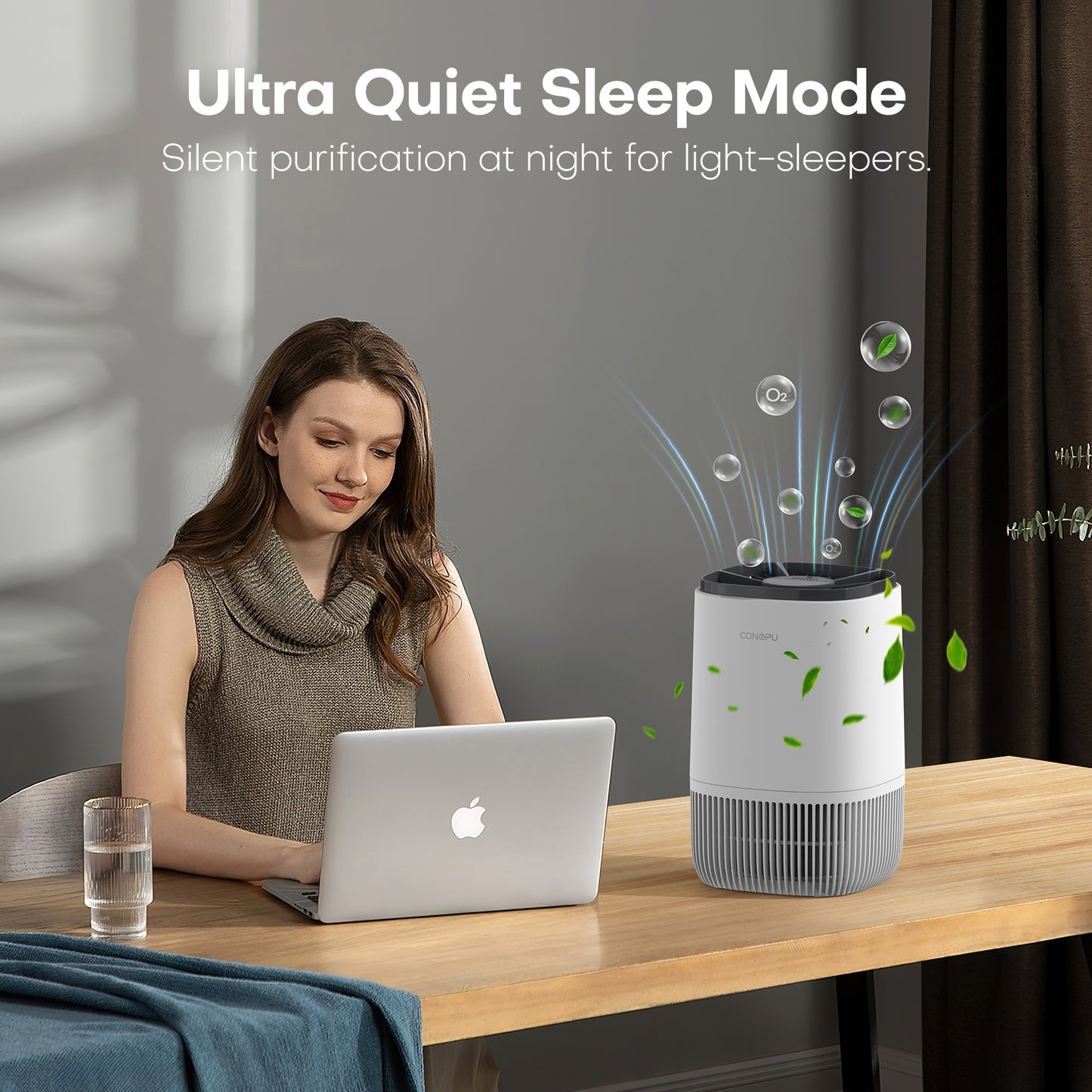 CONOPU HEPA Air Purifier with Fragrance 3 Modes 24H Timer Removes Smoke Pollen Pet Dander Hair