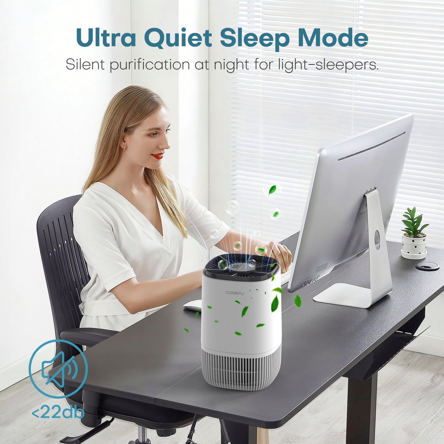 CONOPU HEPA Air Purifier with Fragrance 3 Modes 24H Timer Removes Smoke Pollen Pet Dander Hair