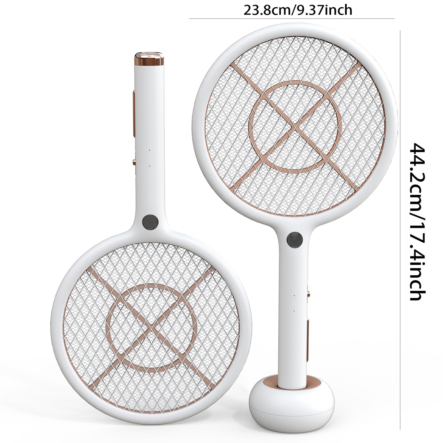 CONOPU Electric Fly Swatter, 4000V, USB Charging Base & 1200mAh Rechargeable, Auto Latch Mode, LED Light, Triple Protective Net, for Indoor/Outdoor, White