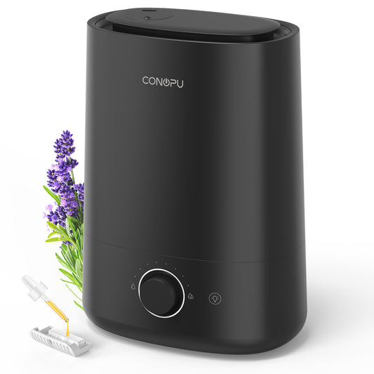 CONOPU 5L Top-Fill Humidifier with Essential Oil Diffuser, Ultrasonic Cold Mist, 360° Rotating Nozzle, Night Light, 50H Running Time