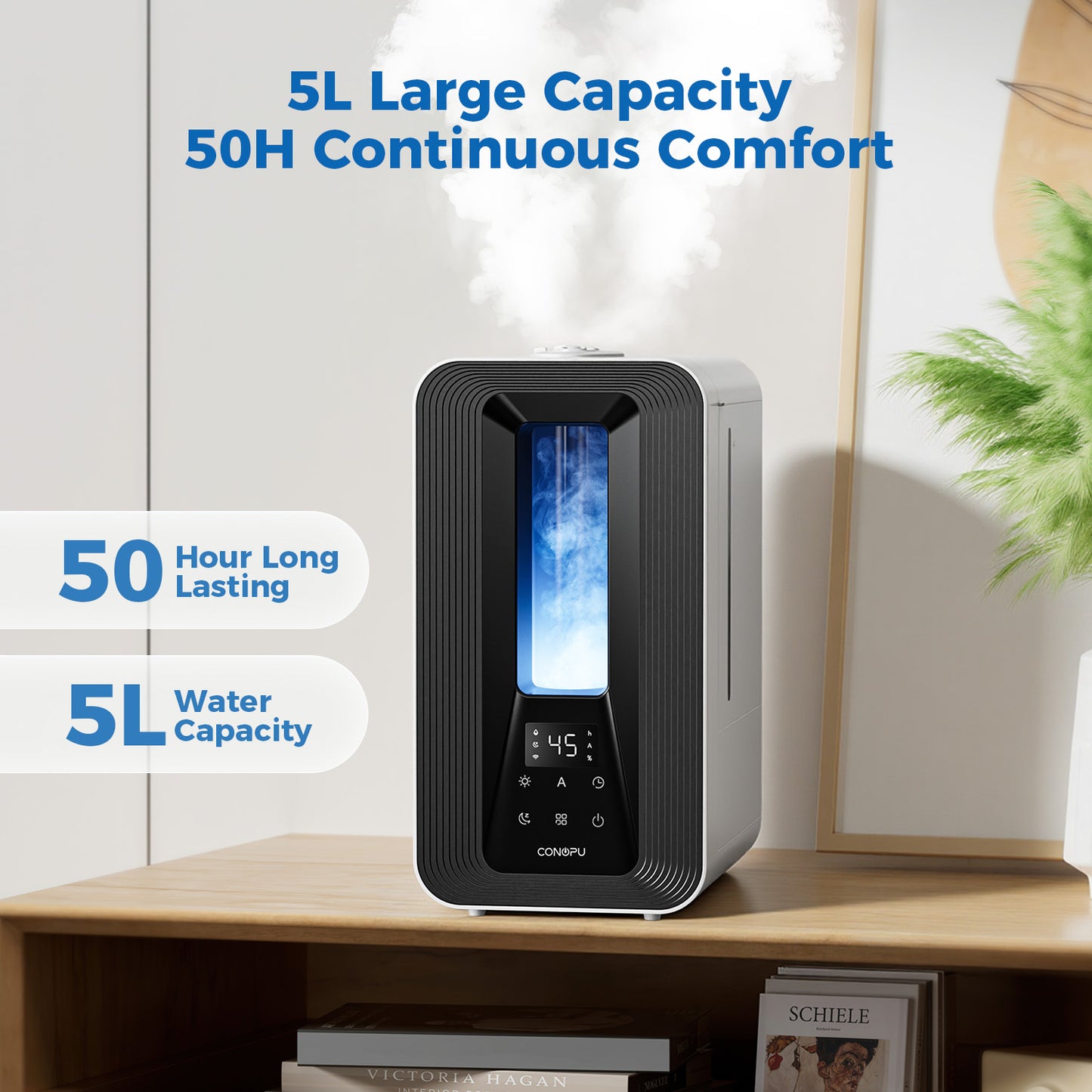 CONOPU 5L Ultrasonic Humidifier for the Bedroom, Intelligent Automatic Humidity Control