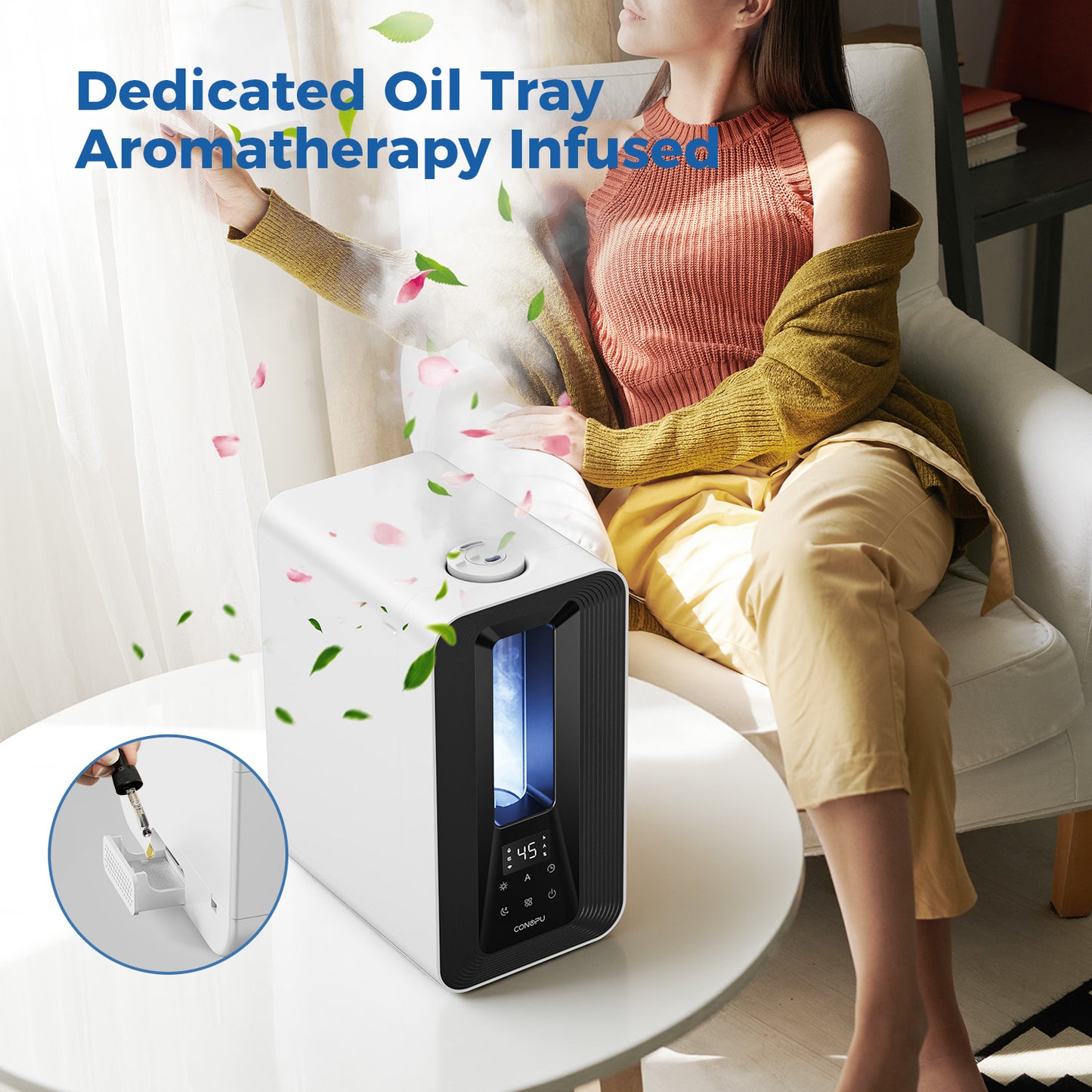 CONOPU 5L Ultrasonic Humidifier for the Bedroom, Intelligent Automatic Humidity Control