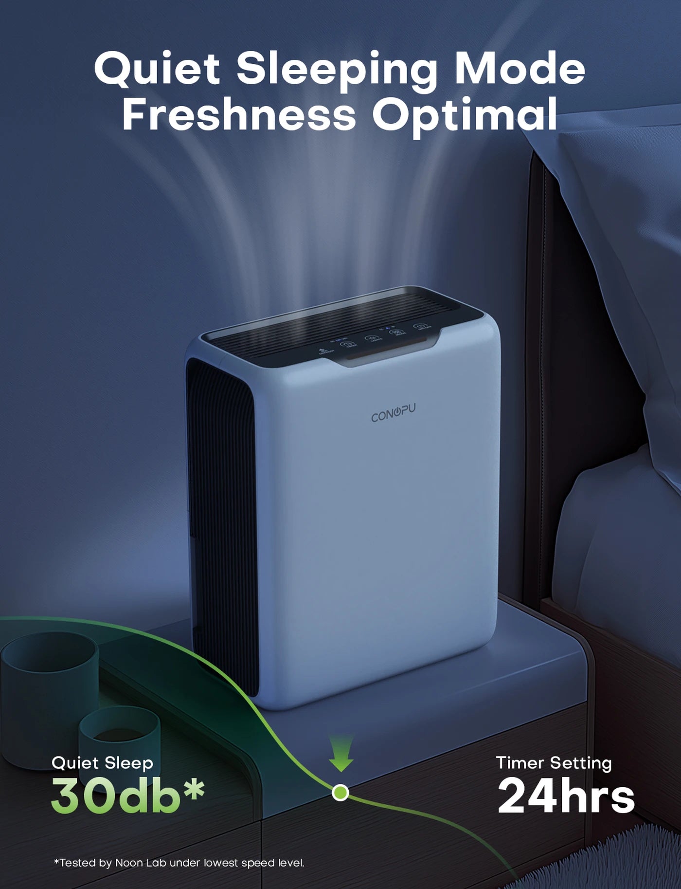 CONOPU Dehumidifier CS13 - 3L Large Capacity,Portable for Small rooms (up to 20㎡), Dual Semiconductor, 800ml/Day Moisture Removal, Automatic Defrost, 24H Timer, Auto Shut-Off