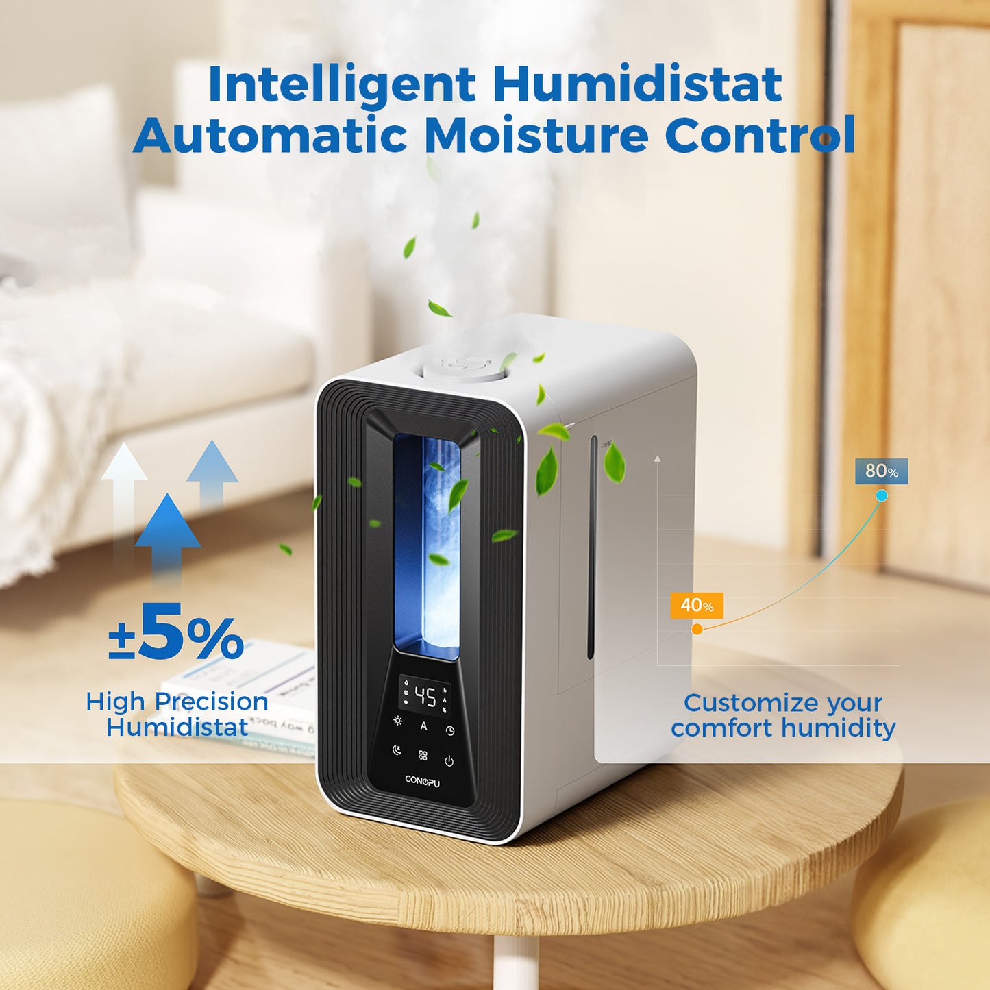 CONOPU 5L Ultrasonic Humidifier for the Bedroom, Intelligent Automatic Humidity Control