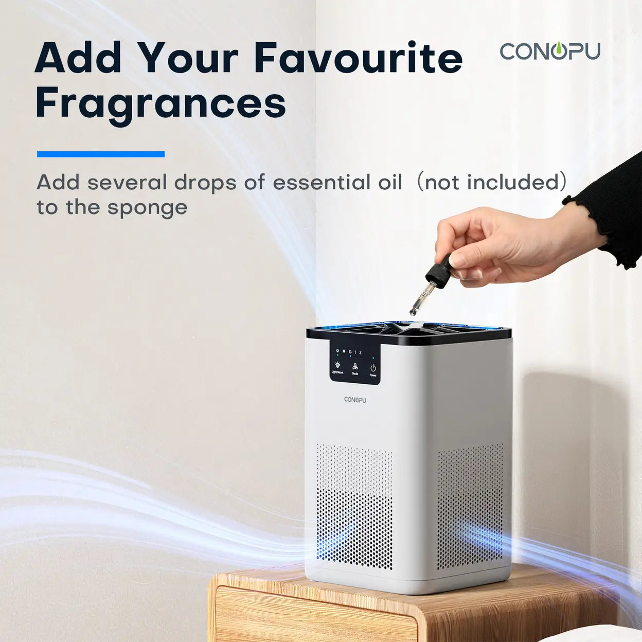 CONOPU Air Purifier with 3-Layer Filtration, 70m³/h CADR, Dual Speed Modes, Aromatherapy Slot, Low Energy, Removes Dust, Smoke, Pollen & Pet Dander