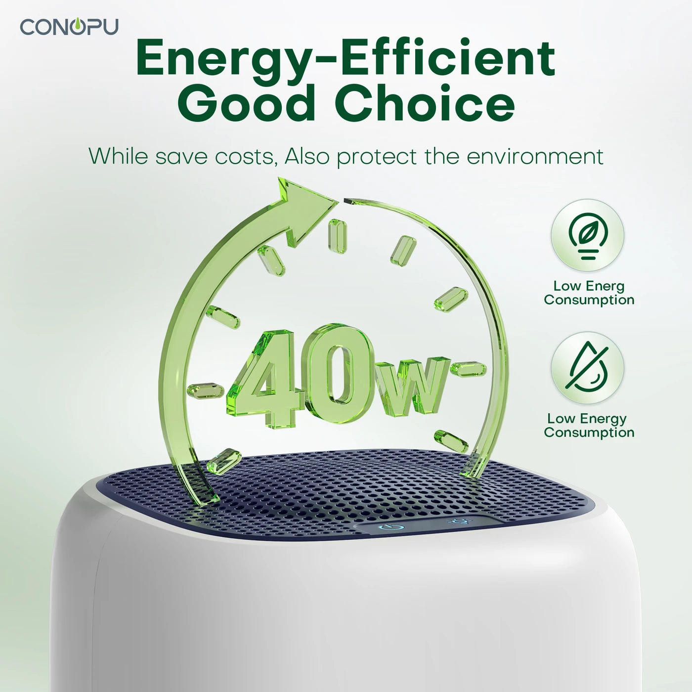 CONOPU Dehumidifier CS01H, 1000ml Water Tank, Ideal for Small Spaces, 450ml/Day Moisture Removal, Ultra-Quiet, 7-Color LED Ambient Light, Removable & Washable Tank, Portable